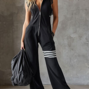 Daniela | Retro sporty jumpsuit with hood and stripes