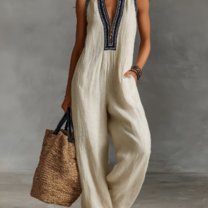 Mauri | Minimalist Linen Blend Sleeveless Jumpsuit