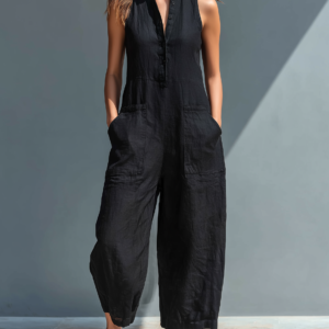 Mana | Linen Blend Sleeveless Loose Jumpsuit