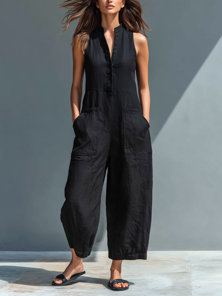 Mana | Linen Blend Sleeveless Loose Jumpsuit